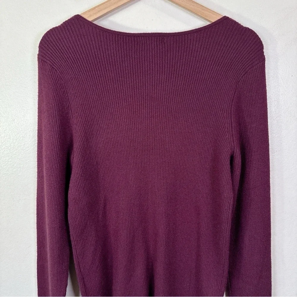 Halogen Womens Size 1X Ribbed Heart Neck Soft Long Sleeve Sweater